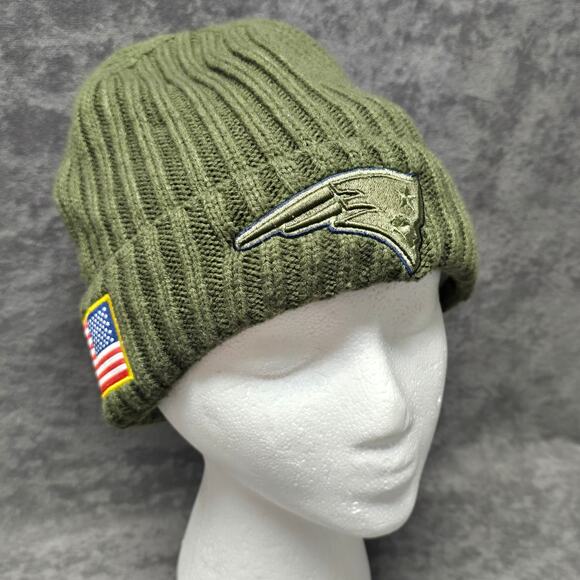 NFL New Era New England Patriots Patriotic Salute to Service Army Green Beanie - Picture 1 of 7